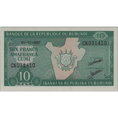 10 франков. 2007 г. Холдер.