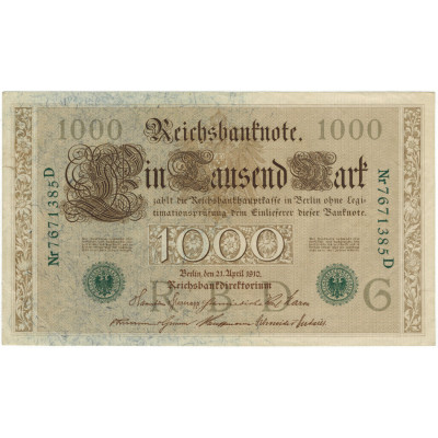 1000 марок. 1910 г.