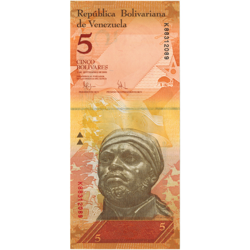 5 боливаров. 2009 г. 5 боливаров. 2009 г.