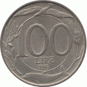 100 лир 1993 г.