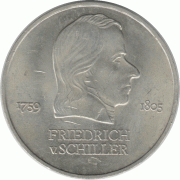 20 марок. Фридрих фон Шиллер. 1972 г.