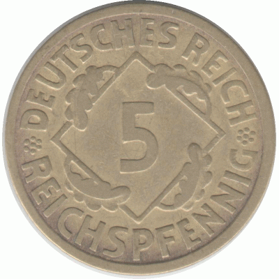 5 рейхспфеннигов. 1924 г.