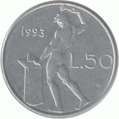 50 лир 1993 г.