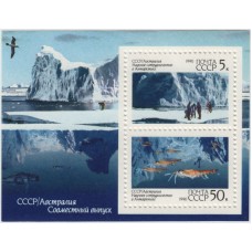 Сотрудничество в Антарктиде. 1990 г. Блок.