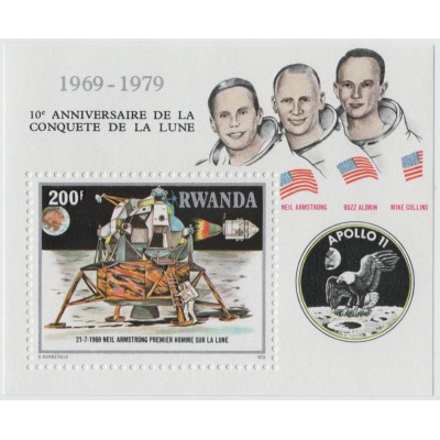 10 лет с полета Аполлон-11. 1979 г. Блок.